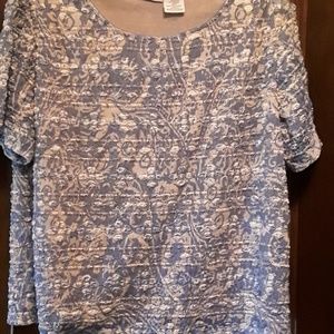 Printed blue top